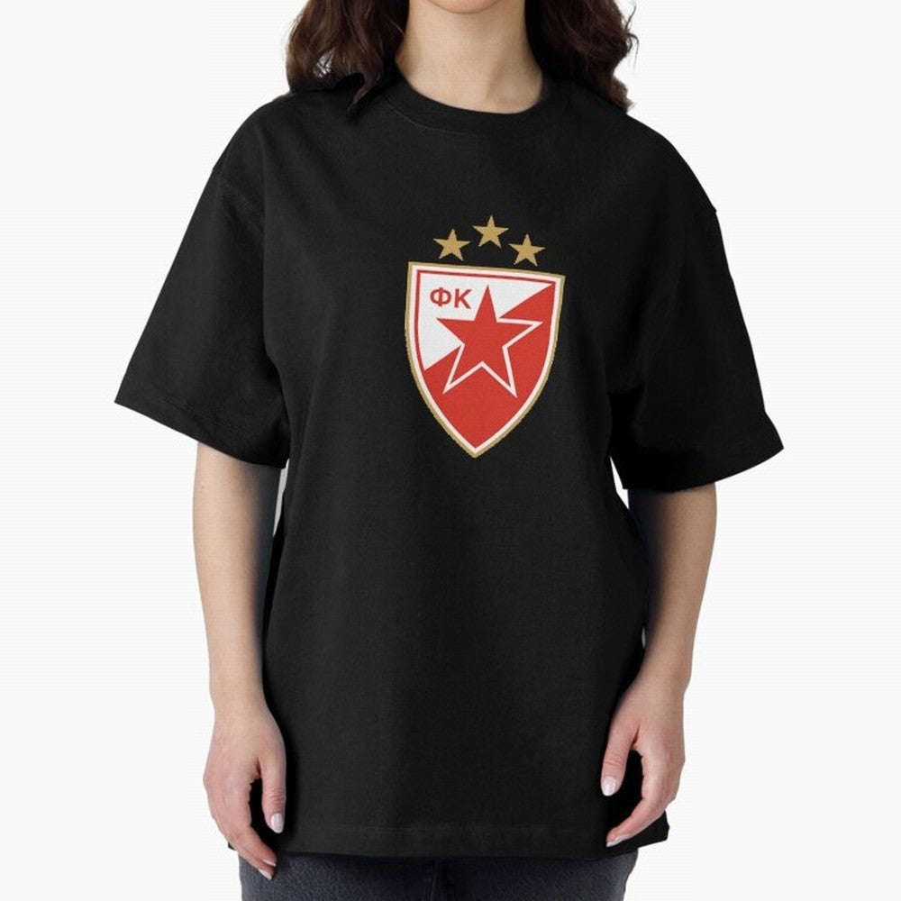 red star Oversized T-Shirt Follow the Road to FIFA World Cup 2026 USA Canada Mexico Highlighting Haaland, France Energy, Stadium Memories, Football Loyalty, International Chants and Championship Tradition; Ideal for Fans Who Follow Messi, Cristiano