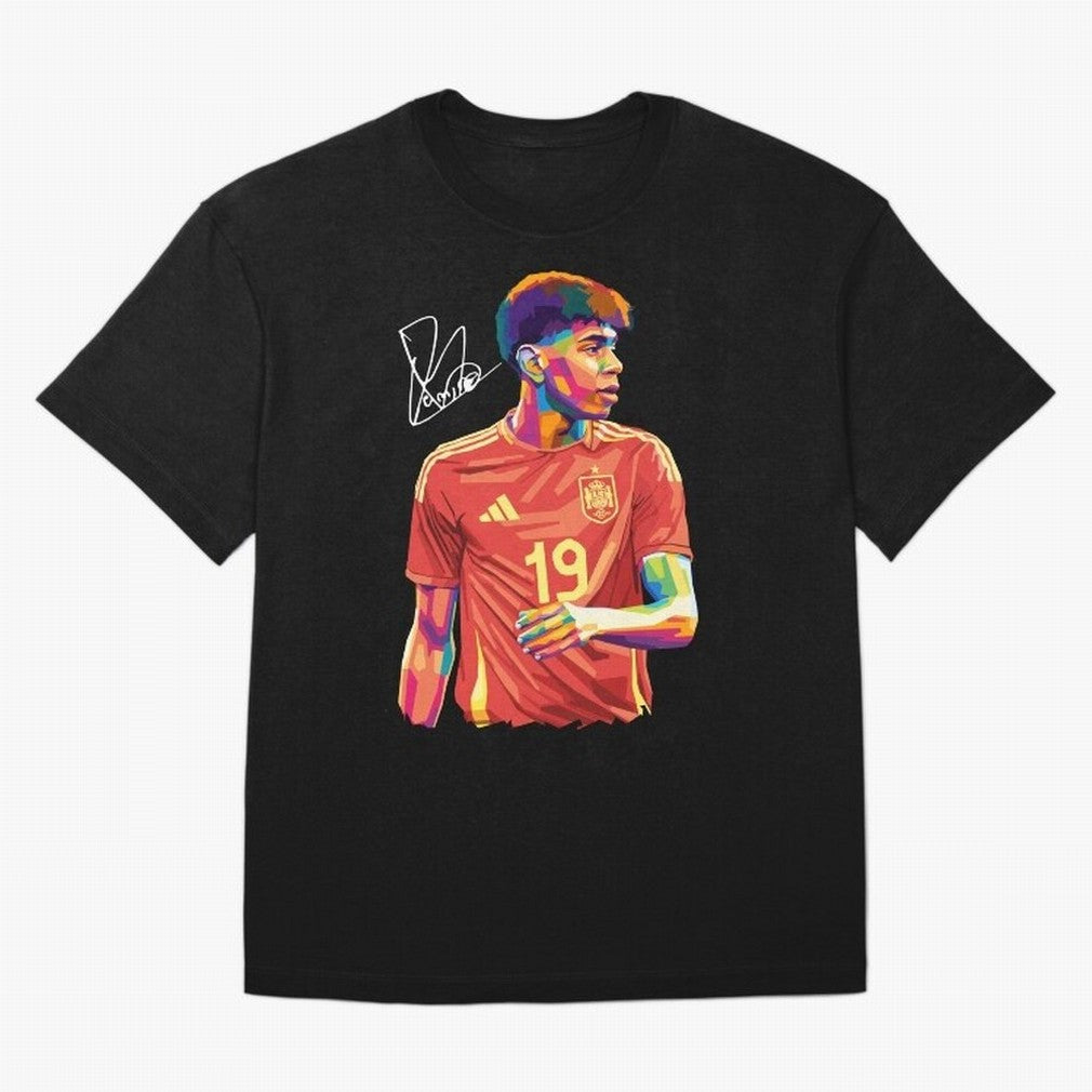 Lamine Yamal Pop Art Oversized T-Shirt Bring Bold Fan Energy to Global Football Passion for FIFA World Cup 2026 Group Stage, Inspired by Messi, Neymar and Mbappe, Argentina and Brazil, Sports Nostalgia, International Competition, Famous Players and