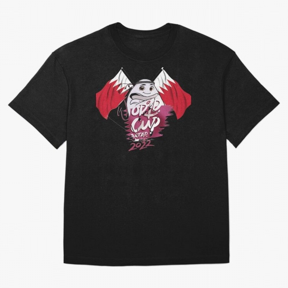 qatar mascot Oversized T-Shirt Elevate FIFA World Cup 2026 Group Stage Spirit, Celebrating England, Haaland and Mbappe, Football Festival Excitement, Trophy Ambitions, Country Rivalries and Star Player Buzz; Created for Match Day Parties, Soccer