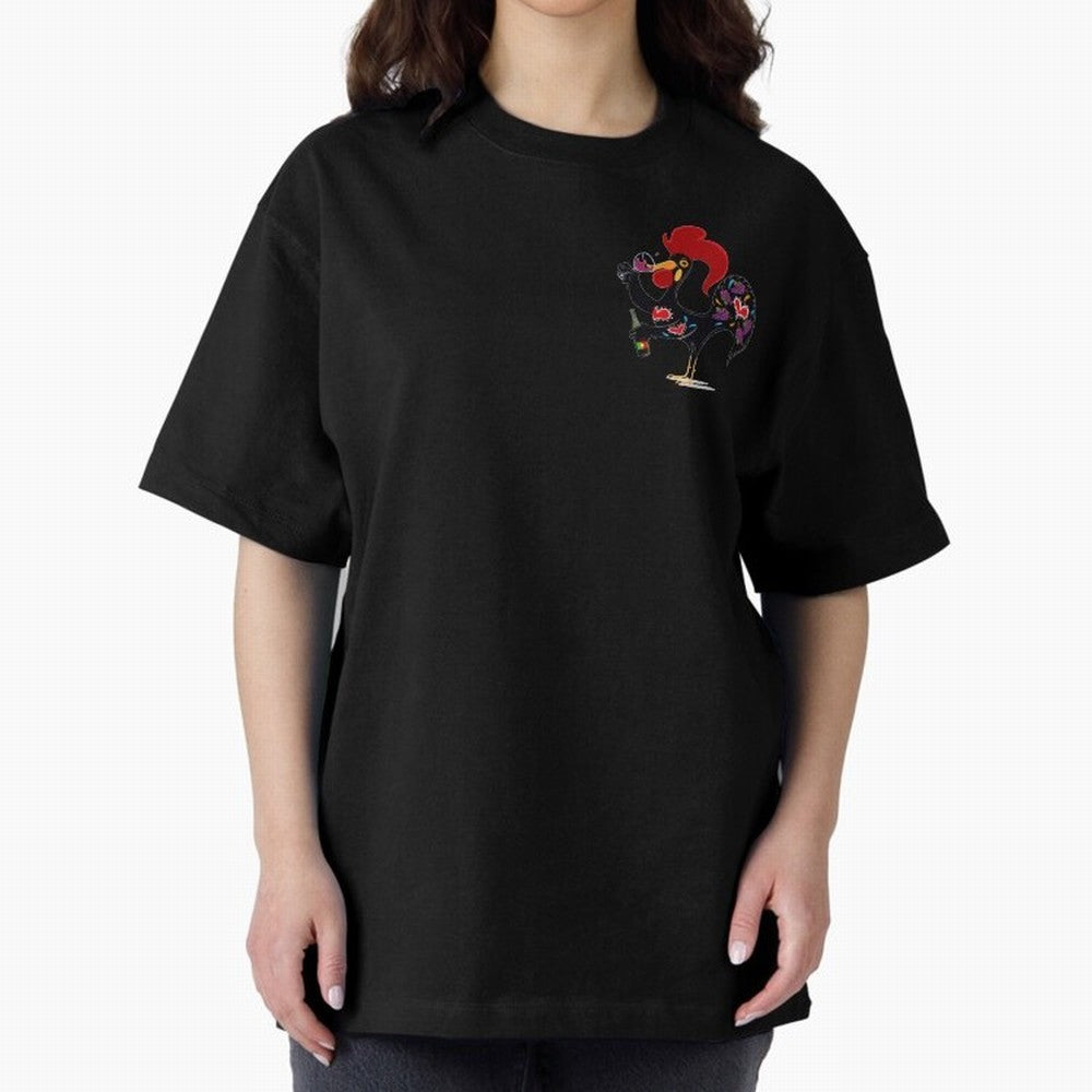Portuguese Rooster Drinking Wine Oversized T-Shirt Stand Out with Spirit from Match Day Hype around FIFA World Cup 2026 USA Canada Mexico, Cristiano Ronaldo, Brazil, Portugal and Argentina, Champion Mindset, Group Stage Buzz, Knockout Tension and