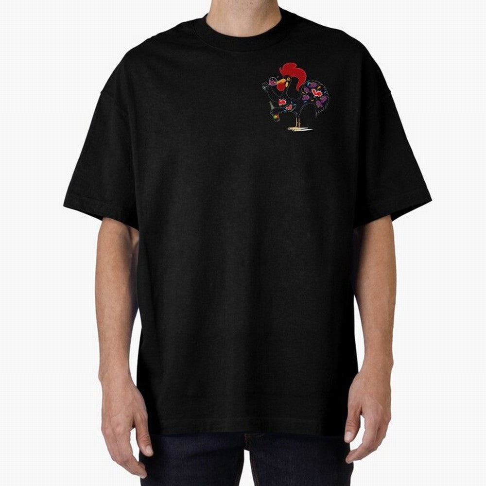 Portuguese Rooster Drinking Wine Oversized T-Shirt Stand Out with Spirit from Match Day Hype around FIFA World Cup 2026 USA Canada Mexico, Cristiano Ronaldo, Brazil, Portugal and Argentina, Champion Mindset, Group Stage Buzz, Knockout Tension and