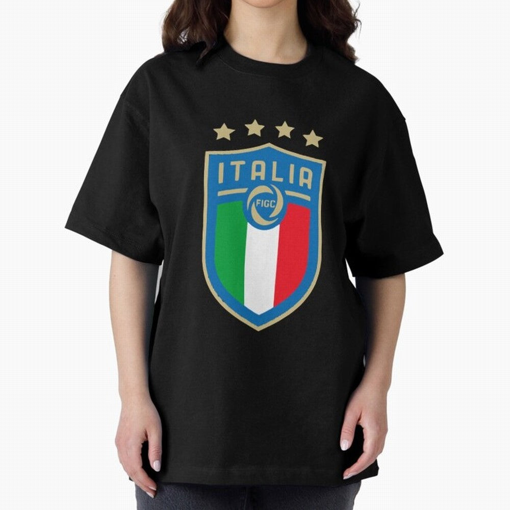 Italy Emblem Oversized T-Shirt Celebrate Supporters United by Global Football Passion for FIFA World Cup 2026 USA Canada Mexico, Celebrating Cristiano Ronaldo, Haaland and CR7, England and Germany, Tournament Hype, Historic Matchups, Family Viewing