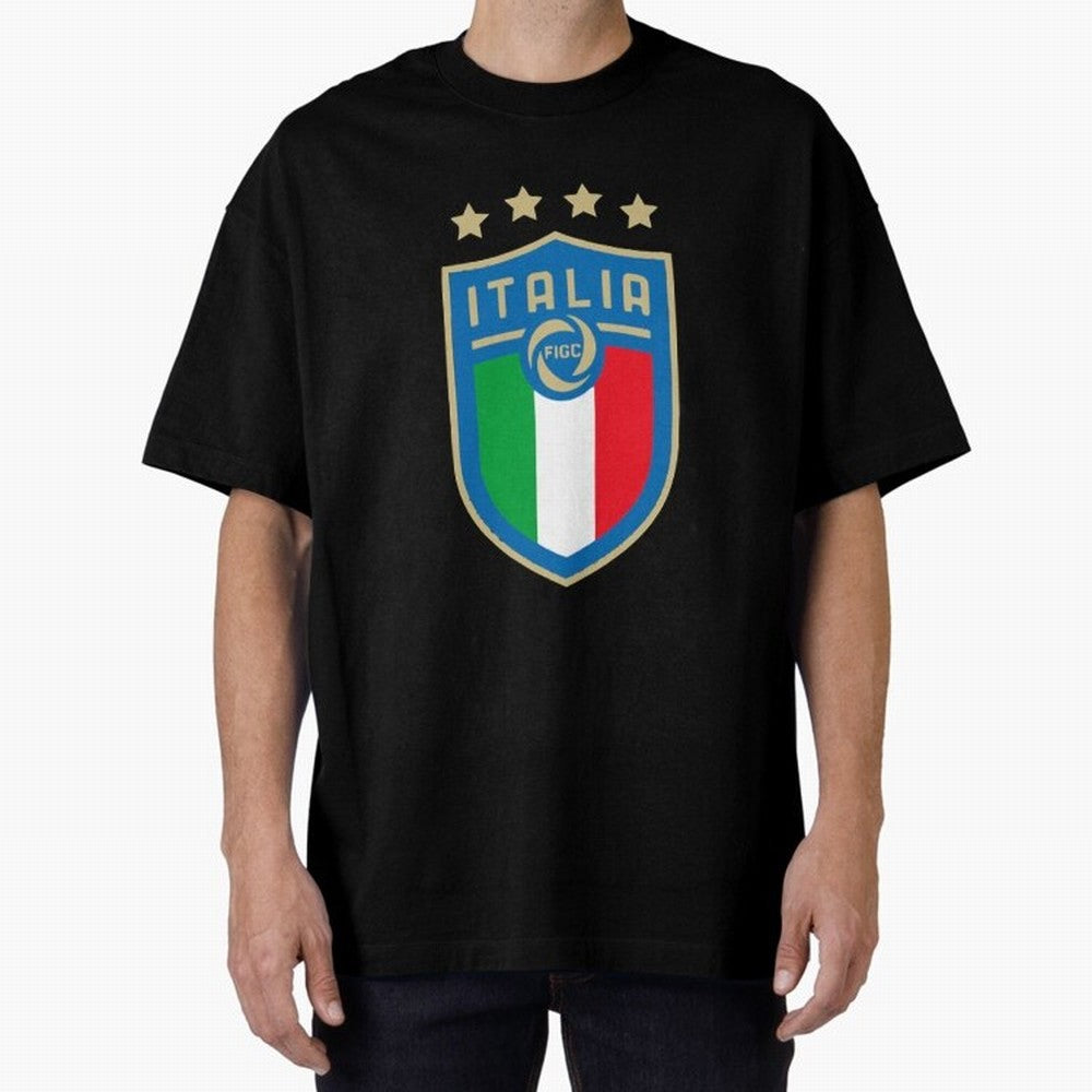 Italy Emblem Oversized T-Shirt Celebrate Supporters United by Global Football Passion for FIFA World Cup 2026 USA Canada Mexico, Celebrating Cristiano Ronaldo, Haaland and CR7, England and Germany, Tournament Hype, Historic Matchups, Family Viewing