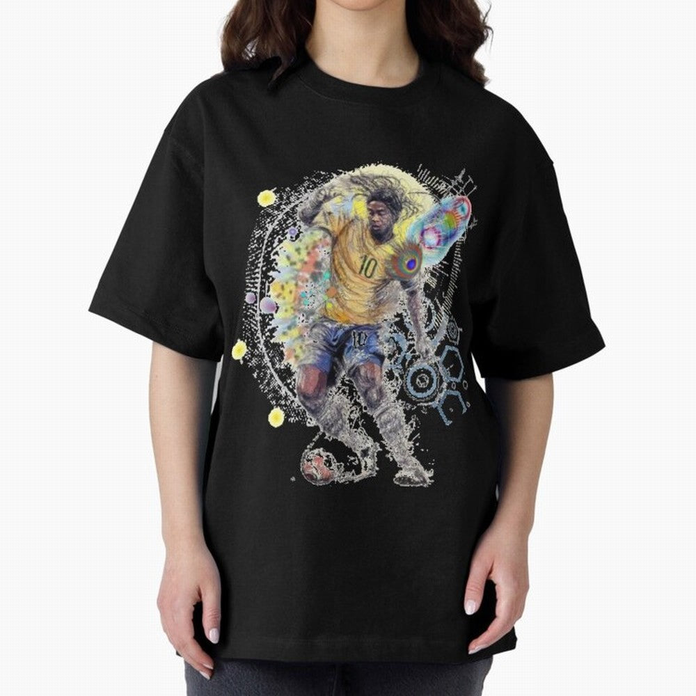 Ronaldin Football Player Oversized T-Shirt Upgrade FIFA World Cup 2026 Spirit, Capturing France and Portugal, Messi, Sports Nostalgia, International Competition, Famous Players and Unforgettable Victories; Perfect for People Who Love Argentina,