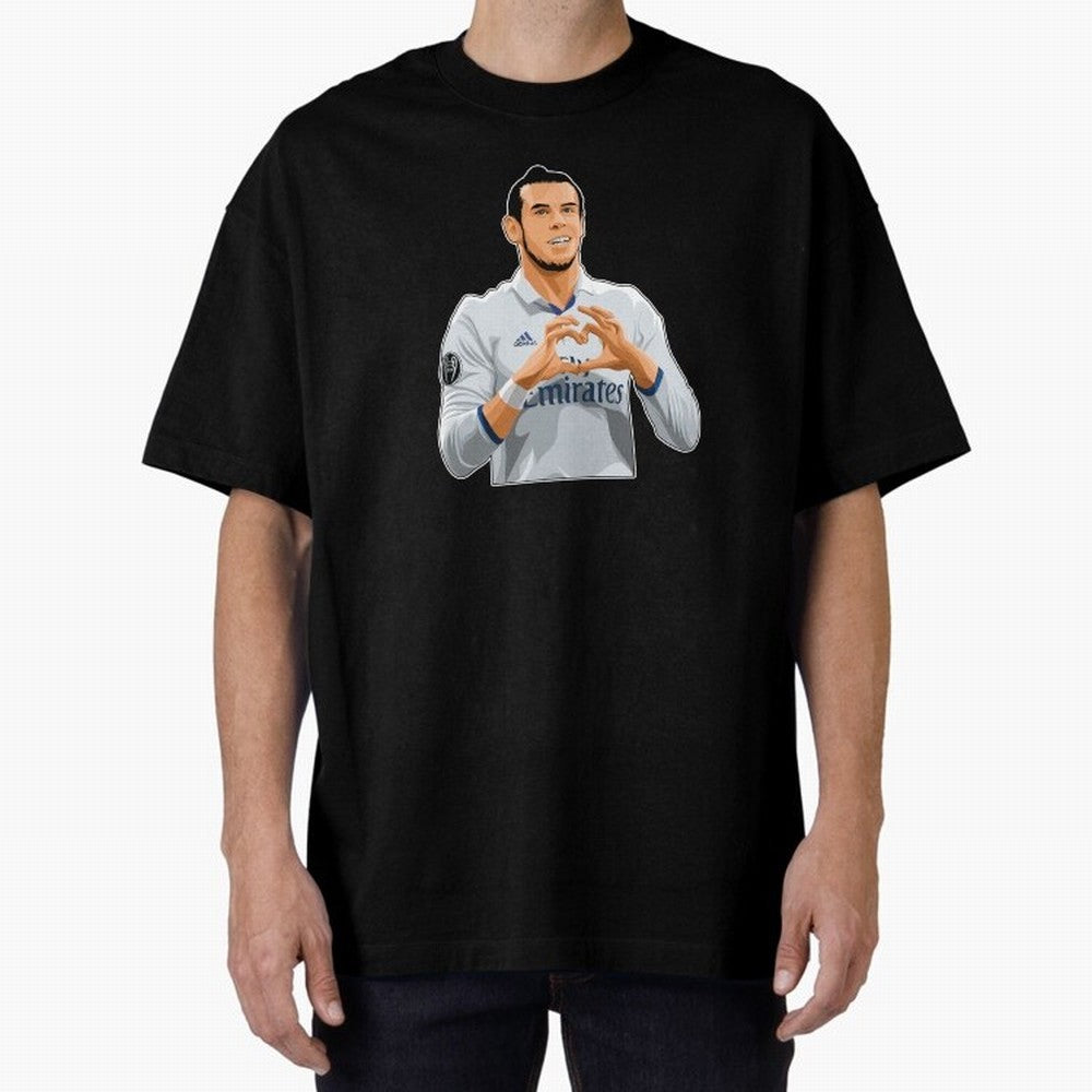 Gareth Bale Love Sign Celebration Oversized T-Shirt Honor Champions and Dreams in FIFA World Cup 2026 USA Canada Mexico Made for Mbappe and Neymar, Spain Energy, Fan Favorite Moments, National Team Passion, Big Match Drama and Soccer History;