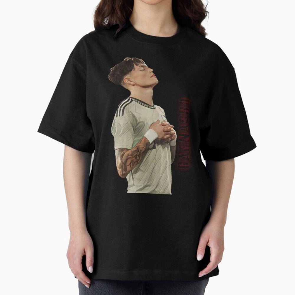Alejandro Garnacho Oversized T-Shirt Honor Football Greatness during FIFA World Cup 2026 USA Canada Mexico for Fans of CR7 and Messi and England, Bringing Match Day Excitement, Supporter Culture, Golden Goals and Global Football Passion; Ideal for
