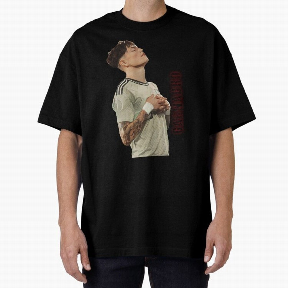 Alejandro Garnacho Oversized T-Shirt Honor Football Greatness during FIFA World Cup 2026 USA Canada Mexico for Fans of CR7 and Messi and England, Bringing Match Day Excitement, Supporter Culture, Golden Goals and Global Football Passion; Ideal for