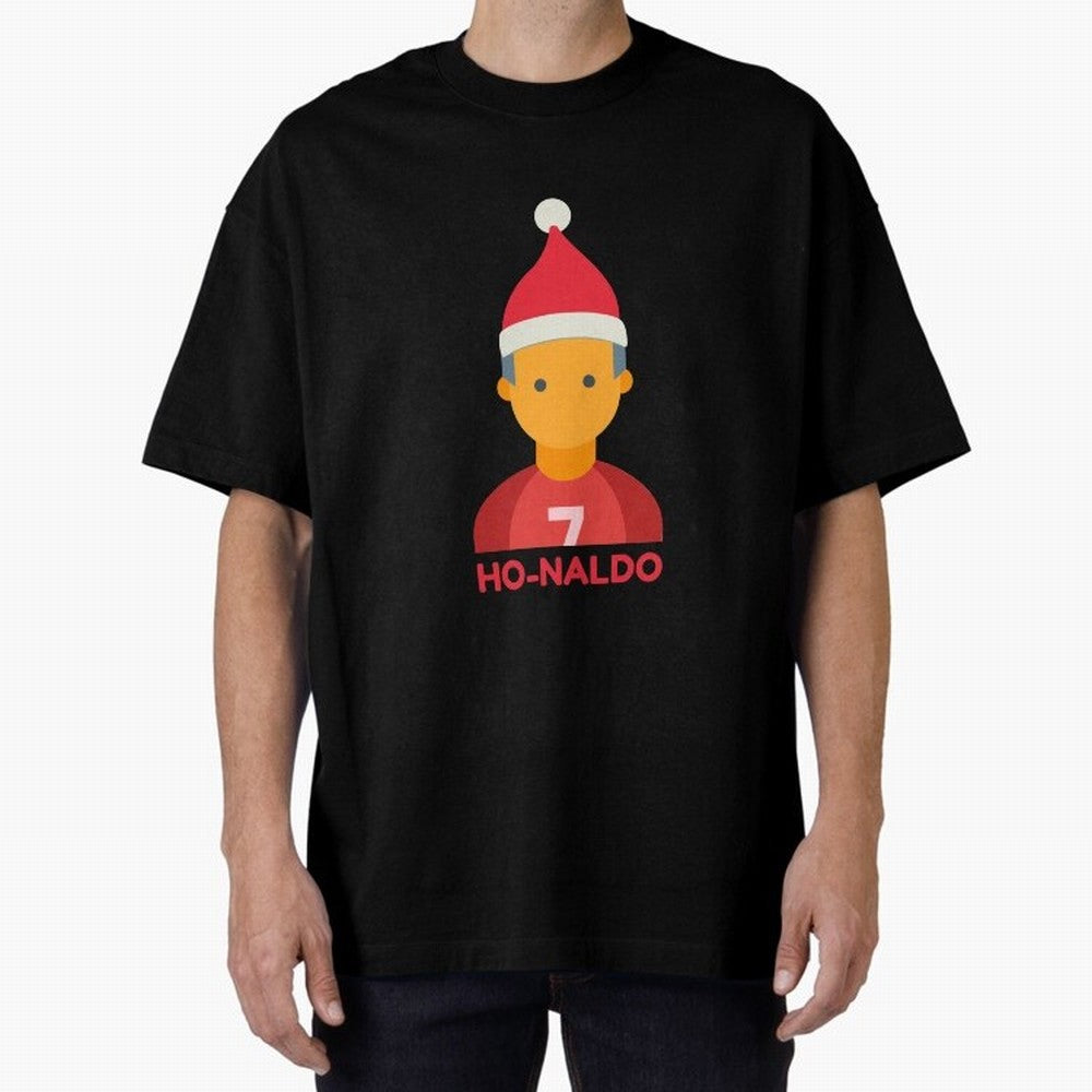 HO-NALDO - Funny Ronaldo Christmas Oversized T-Shirt Stand with FIFA World Cup 2026 Group Stage Made for Messi, Neymar and Mbappe, France Energy, Classic Soccer Heritage, Championship Pressure, Fan Loyalty and International Pride; Ideal for Fans