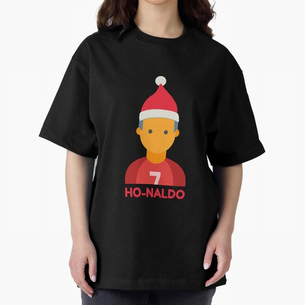 HO-NALDO - Funny Ronaldo Christmas Oversized T-Shirt Stand with FIFA World Cup 2026 Group Stage Made for Messi, Neymar and Mbappe, France Energy, Classic Soccer Heritage, Championship Pressure, Fan Loyalty and International Pride; Ideal for Fans