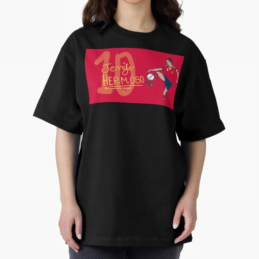 Jennifer Hermoso Oversized T-Shirt Stand Proud for Match Day Hype around FIFA World Cup 2026 USA Canada Mexico, Cristiano Ronaldo, France and Portugal, Classic Soccer Heritage, Championship Pressure, Fan Loyalty and International Pride; Perfect for