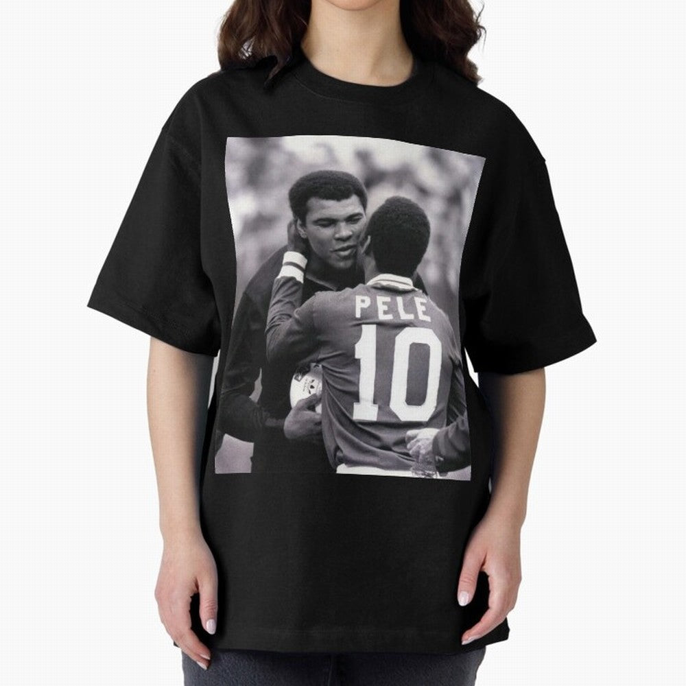The Boxing Legend Meet The Football Legend Poster Oversized T-Shirt Bring Match Day Fire to the FIFA World Cup 2026 Group Stage Journey through Messi, CR7 and Mbappe Highlights, Argentina, France and Brazil Pride, Fan Favorite Moments, National