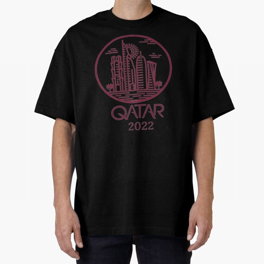 Qatar Welcome Oversized T-Shirt Feel Match Day Hype around FIFA World Cup 2026 USA Canada Mexico, Mbappe, Brazil, Goal Celebration Energy, Supporter Heritage, Football Icons and Worldwide Tournament Joy; Ideal for Fans Who Follow Messi, Cristiano