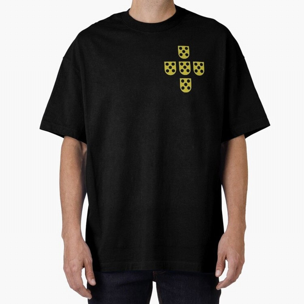 Golden Quinas Portugal Oversized T-Shirt Bring International Match Energy to Global Football Passion for FIFA World Cup 2026 Group Stage, Driven by Neymar, Haaland and Cristiano Ronaldo, Germany, Tournament Hype, Historic Matchups, Family Viewing