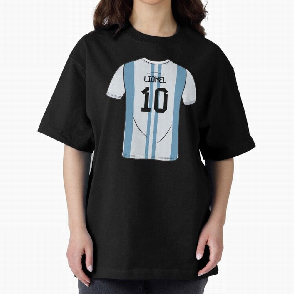 LeoMessi Jersey Illustration 2022 Oversized T-Shirt Discover FIFA World Cup 2026 USA Canada Mexico with Neymar, Haaland and Cristiano Ronaldo, Argentina, France and Brazil Energy, Tournament Hype, Historic Matchups, Family Viewing Parties and