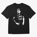 Black and white football player Classic T-Shirt Honor Champions and Dreams in FIFA World Cup 2026 Group Stage Inspired by Messi, Argentina and Brazil Energy, Football History, Final Match Energy, Crowd Noise and Once in a Lifetime Moments; Ideal