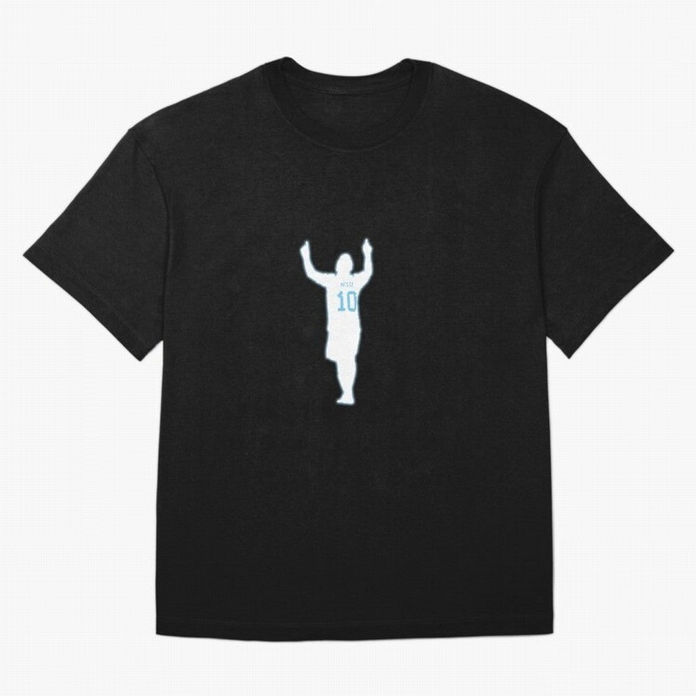 Lionel Messi Iconic Celebration Pose - Argentina Colors Classic T-Shirt Cheer through Every Moment of Global Football Passion for FIFA World Cup 2026 Group Stage, Centered on Messi and Cristiano Ronaldo, Spain and Netherlands, Global Supporter