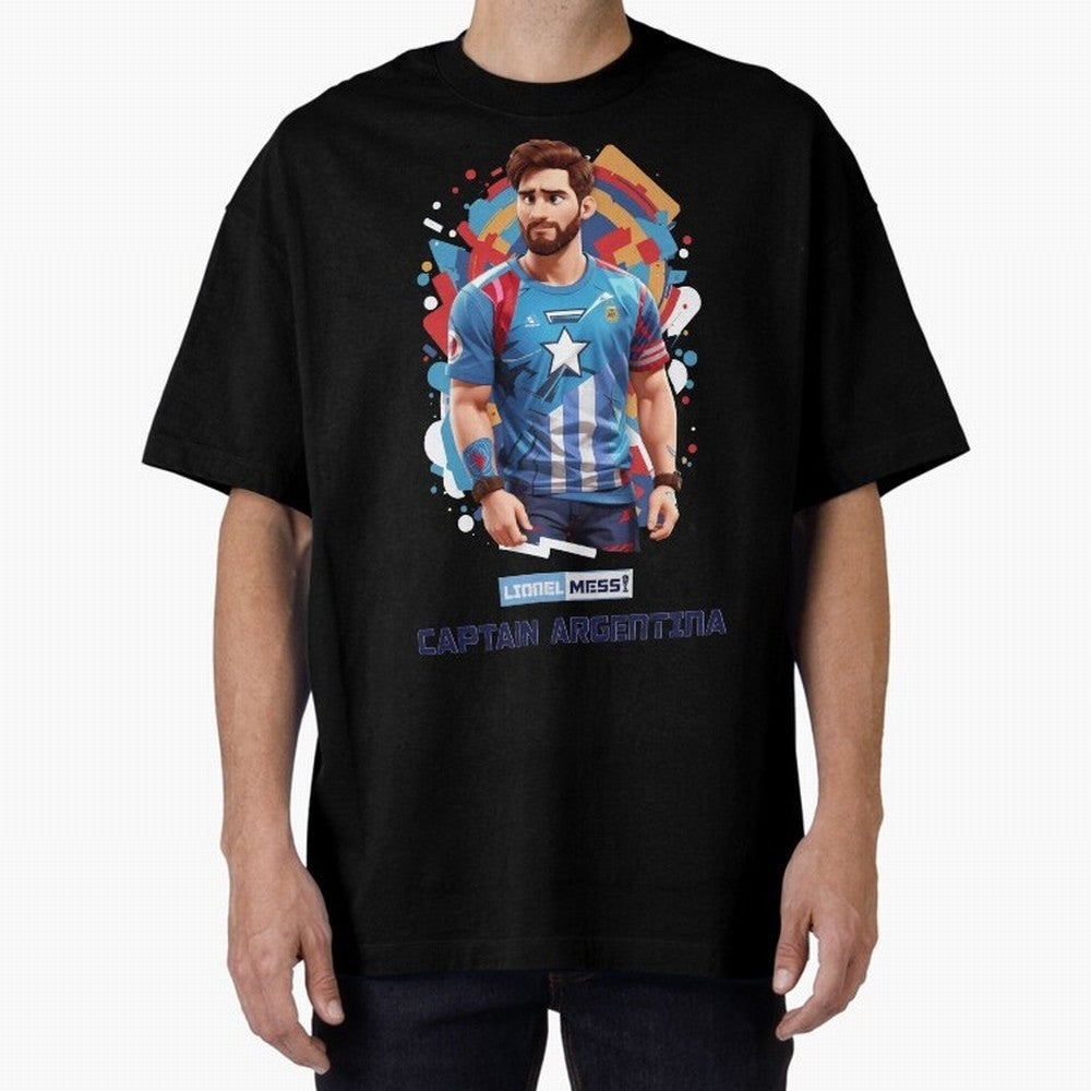 Lionel Messi Captain Argentina Oversized T-Shirt Keep the Legacy of the FIFA World Cup 2026 USA Canada Mexico Journey through Haaland and Mbappe Highlights, England and Germany Pride, Worldwide Fan Energy, Dramatic Goals, Stadium Lights and