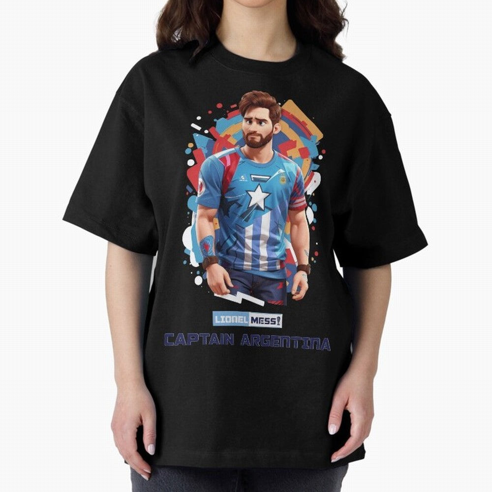 Lionel Messi Captain Argentina Oversized T-Shirt Keep the Legacy of the FIFA World Cup 2026 USA Canada Mexico Journey through Haaland and Mbappe Highlights, England and Germany Pride, Worldwide Fan Energy, Dramatic Goals, Stadium Lights and