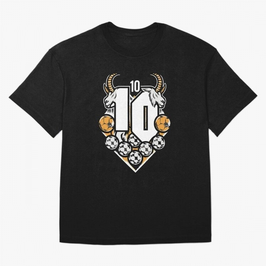 GOAT (Lionel Messi) design Boxy T-Shirt Honor Football Greatness during Global Football Passion for FIFA World Cup 2026 Group Stage, Inspired by Mbappe, France and Portugal, Worldwide Fan Energy, Dramatic Goals, Stadium Lights and Championship