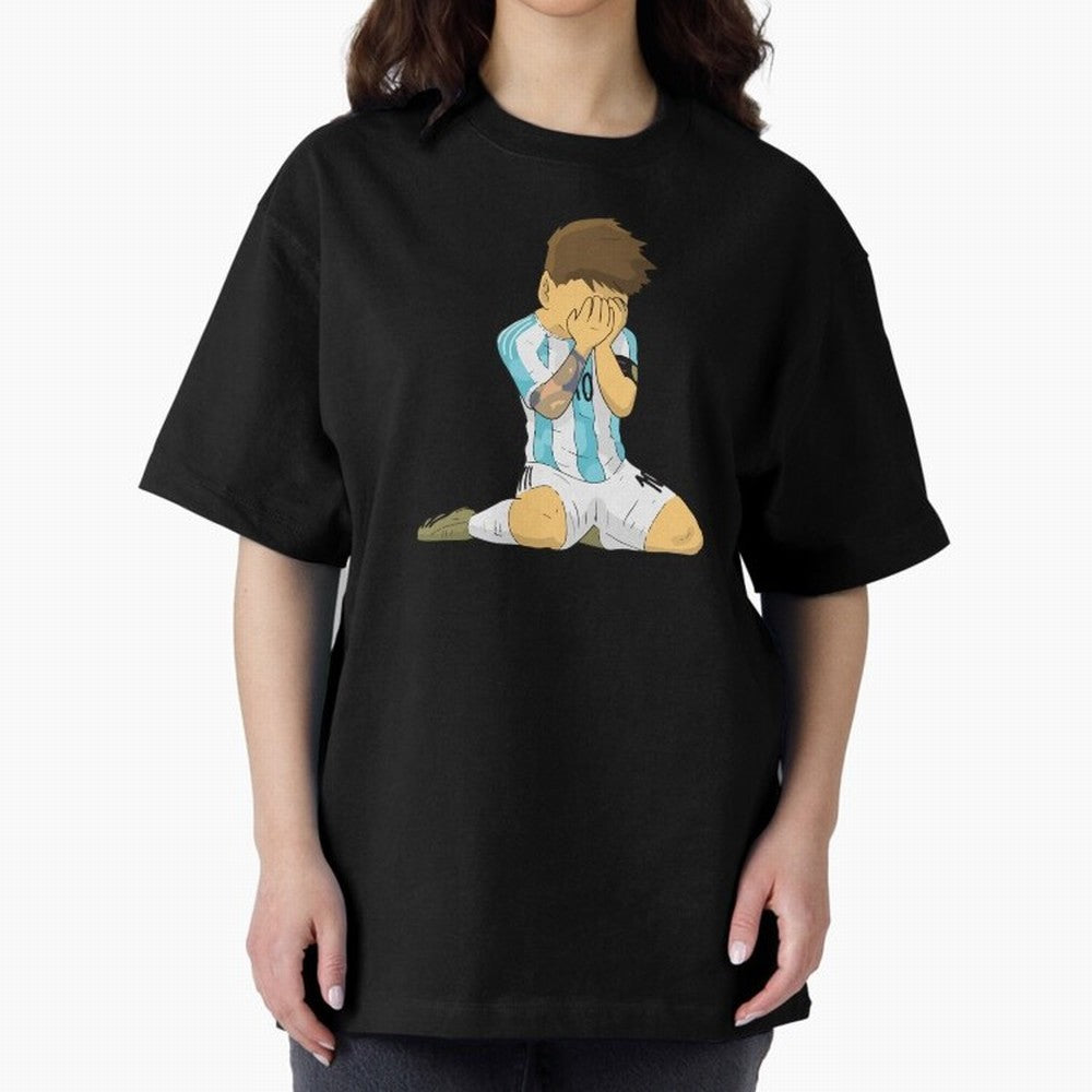 Messi Copa America Moment Oversized T-Shirt Carry the Dream of FIFA World Cup 2026 Spirit, Capturing England, Messi and Cristiano Ronaldo, Fan Favorite Moments, National Team Passion, Big Match Drama and Soccer History; Great for Watch Parties,