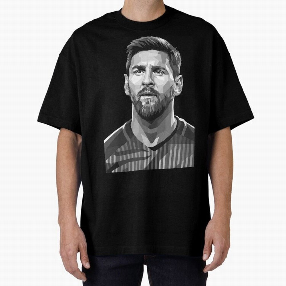 Messi grayscale Oversized T-Shirt Experience the Global Stage of Global Football Passion for FIFA World Cup 2026, Built around Messi and Cristiano Ronaldo, Argentina and Brazil, Fan Favorite Moments, National Team Passion, Big Match Drama and