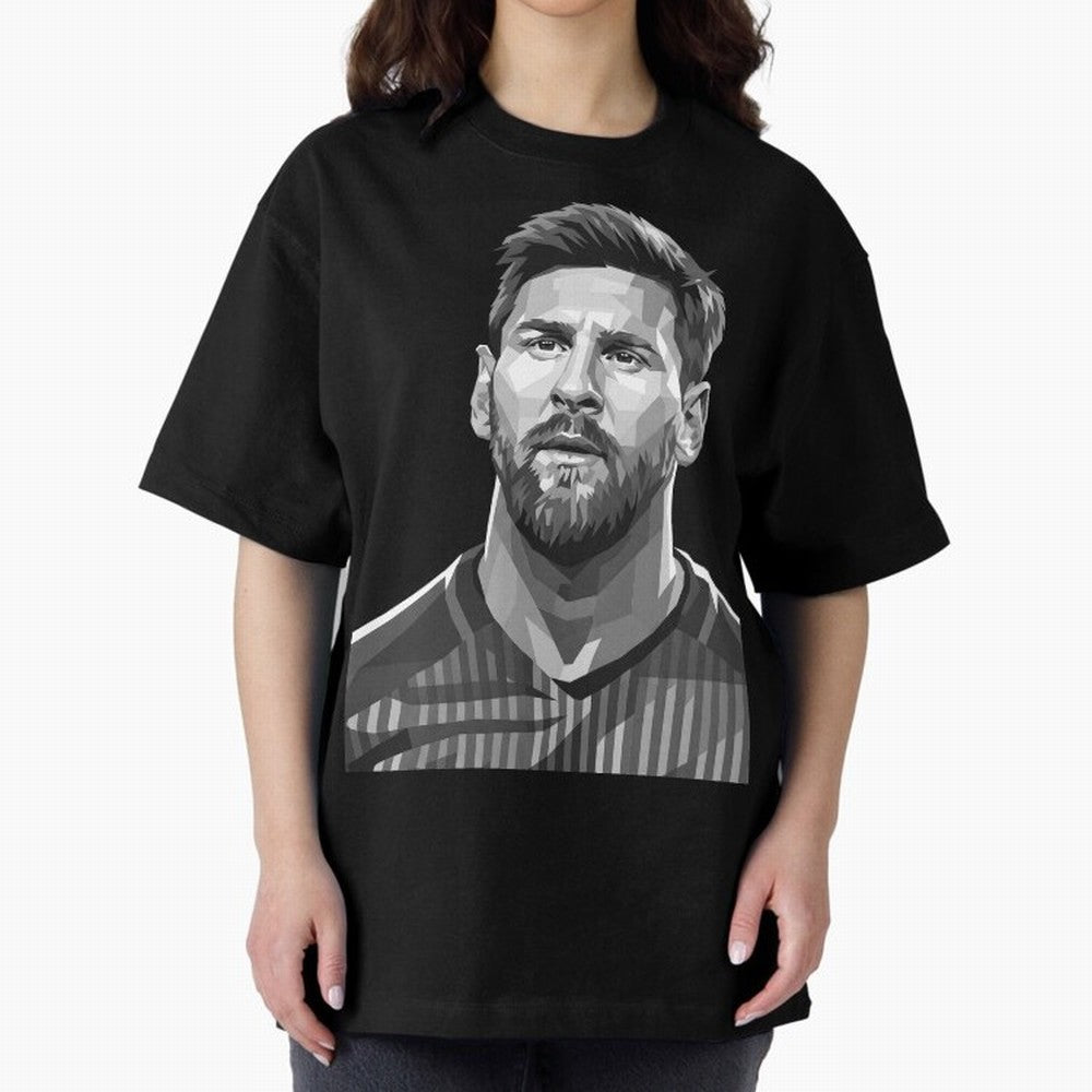 Messi grayscale Oversized T-Shirt Experience the Global Stage of Global Football Passion for FIFA World Cup 2026, Built around Messi and Cristiano Ronaldo, Argentina and Brazil, Fan Favorite Moments, National Team Passion, Big Match Drama and