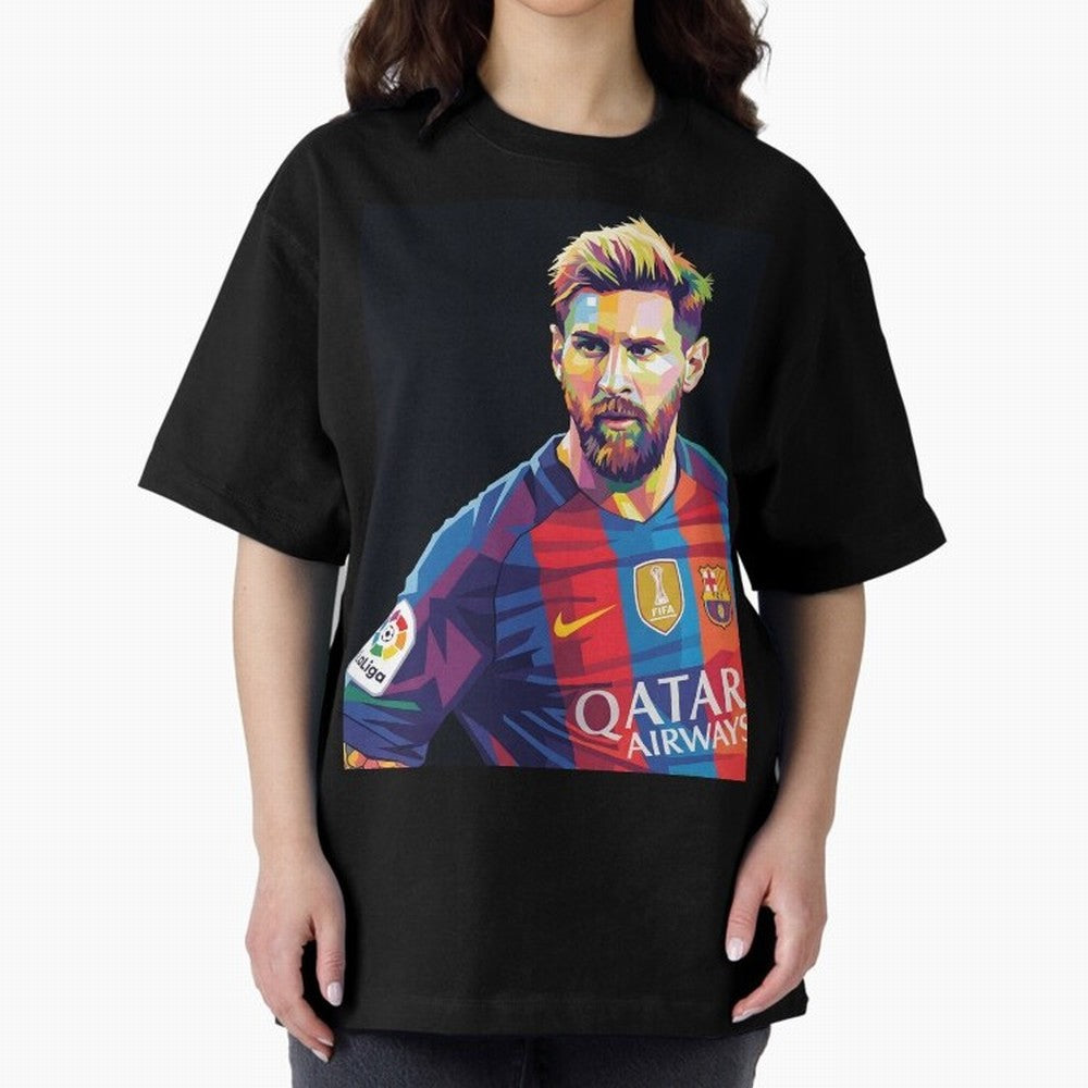 Messi Wpap Oversized T-Shirt Celebrate Soccer Greatness during the FIFA World Cup 2026 USA Canada Mexico Journey through Cristiano Ronaldo, Haaland and CR7 Highlights, Portugal, Spain and Germany Pride, Football History, Final Match Energy, Crowd