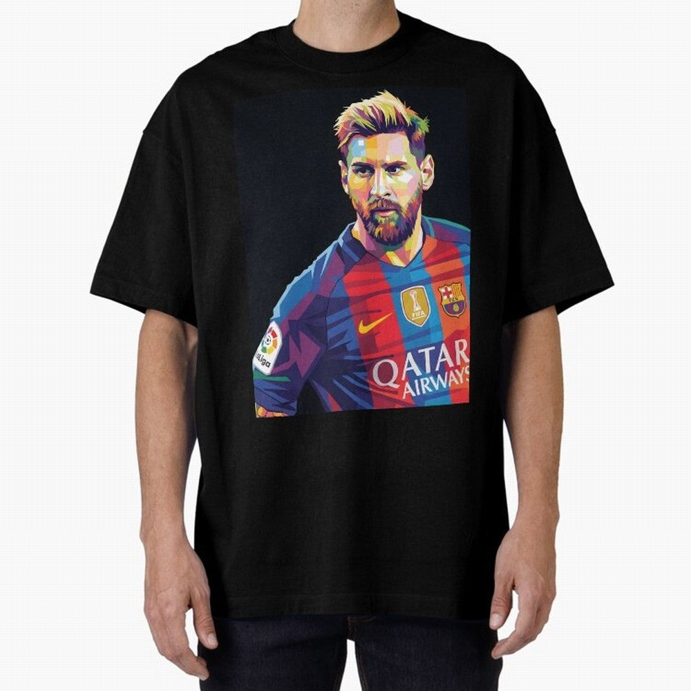 Messi Wpap Oversized T-Shirt Celebrate Soccer Greatness during the FIFA World Cup 2026 USA Canada Mexico Journey through Cristiano Ronaldo, Haaland and CR7 Highlights, Portugal, Spain and Germany Pride, Football History, Final Match Energy, Crowd