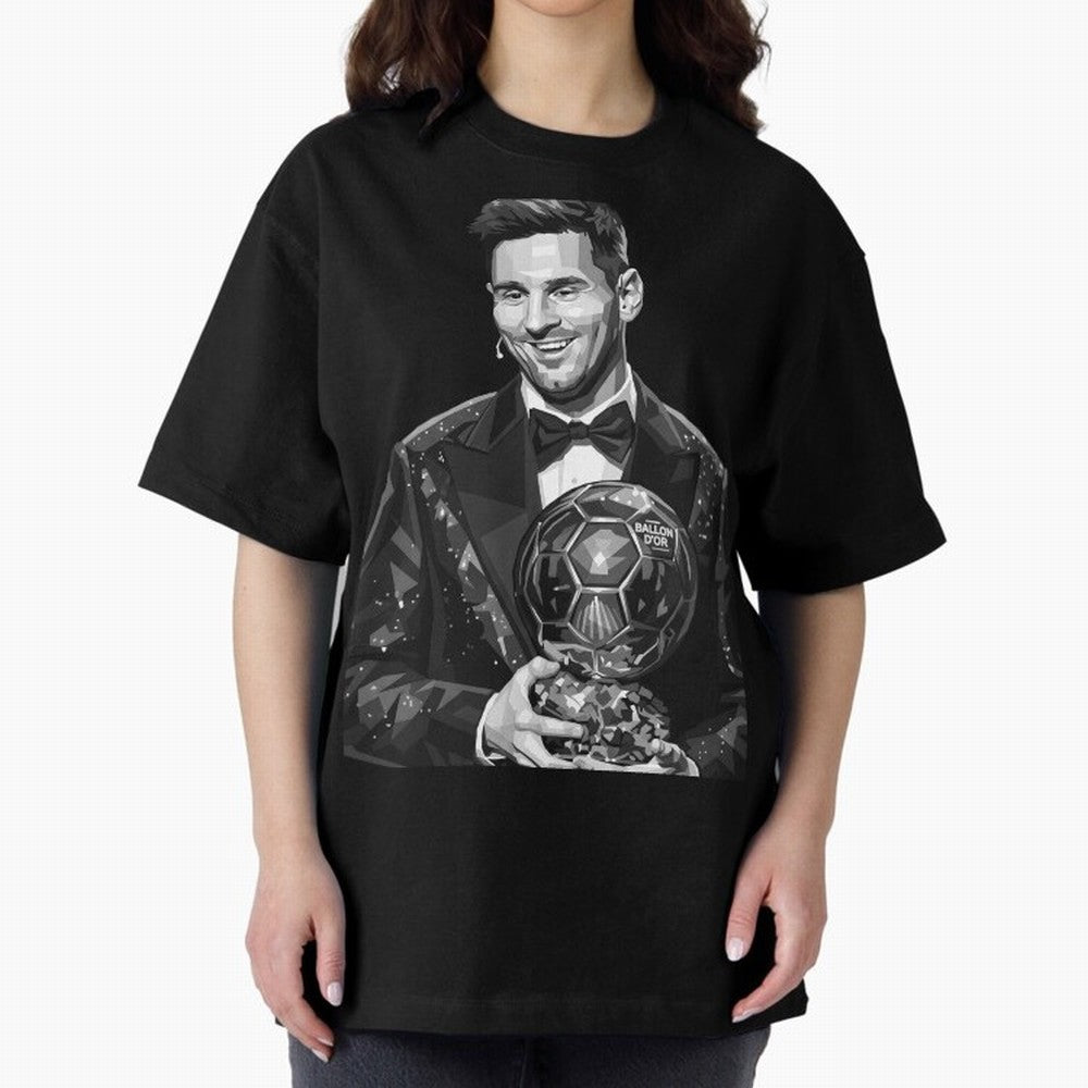 Messi grayscale Oversized T-Shirt Feel International Energy from FIFA World Cup 2026 USA Canada Mexico Spirit, Made for France, Mbappe, Sports Nostalgia, International Competition, Famous Players and Unforgettable Victories; Perfect for Fans,