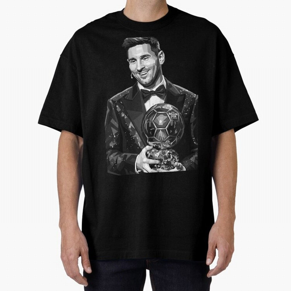 Messi grayscale Oversized T-Shirt Feel International Energy from FIFA World Cup 2026 USA Canada Mexico Spirit, Made for France, Mbappe, Sports Nostalgia, International Competition, Famous Players and Unforgettable Victories; Perfect for Fans,