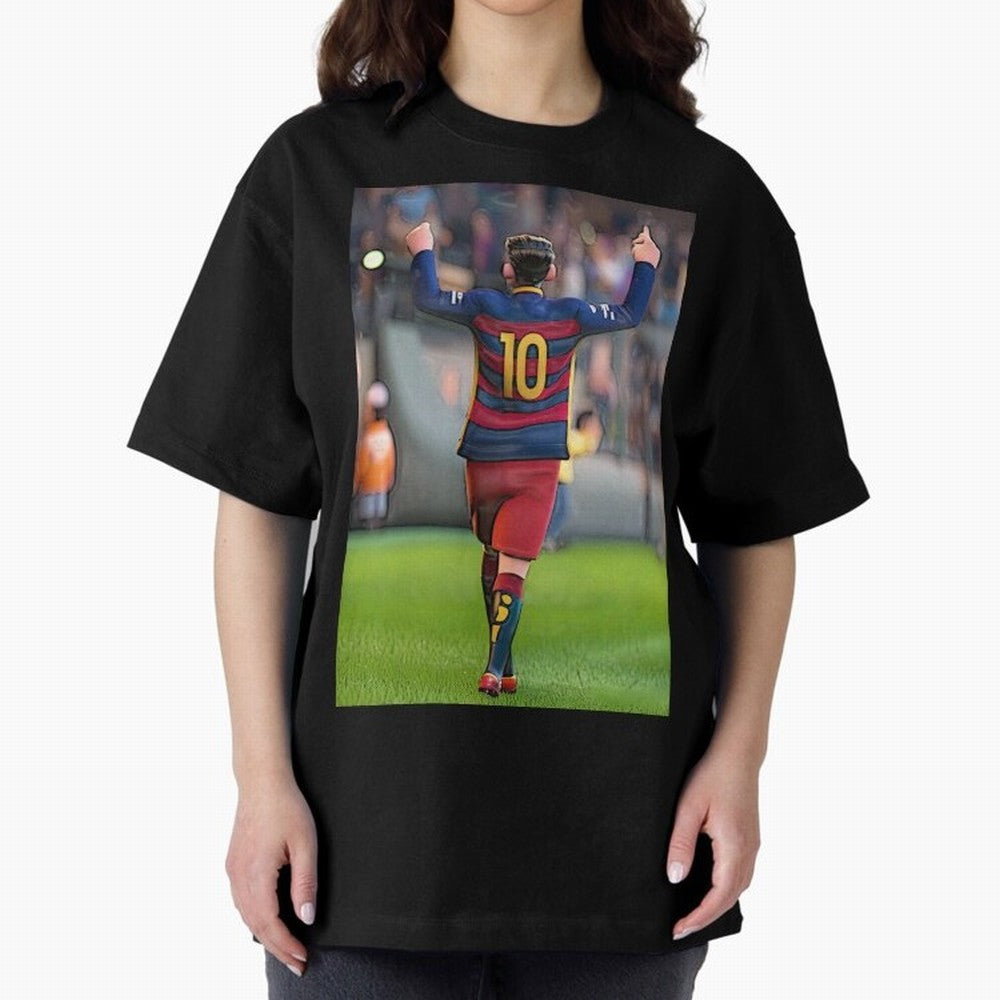 Lionel Messi (2) caricature Oversized T-Shirt Join FIFA World Cup 2026 for Fans of Neymar, Haaland and Cristiano Ronaldo and Spain and Netherlands, Bringing Championship Spirit, Famous Goals, Roaring Crowds and International Football Unity; Perfect
