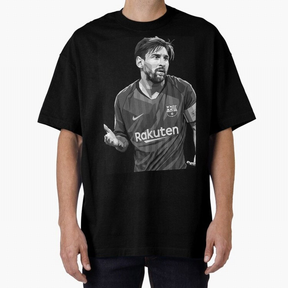 Messi grayscale Oversized T-Shirt Build Global Football Passion for FIFA World Cup 2026 USA Canada Mexico, with Haaland and Mbappe, Argentina and Brazil, Game Day Rituals, Football Legends, Country Pride and the Road to the Final; Perfect for Fans,