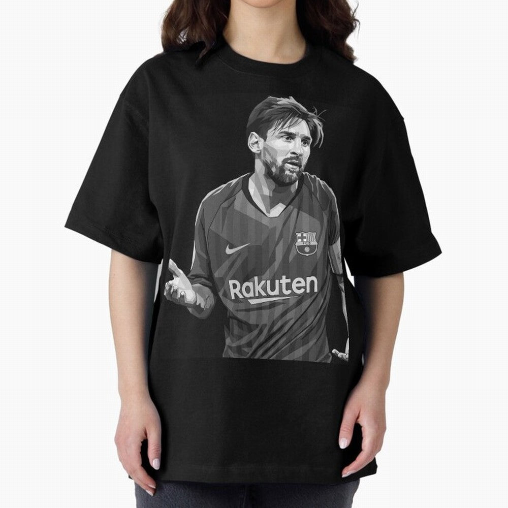 Messi grayscale Oversized T-Shirt Build Global Football Passion for FIFA World Cup 2026 USA Canada Mexico, with Haaland and Mbappe, Argentina and Brazil, Game Day Rituals, Football Legends, Country Pride and the Road to the Final; Perfect for Fans,