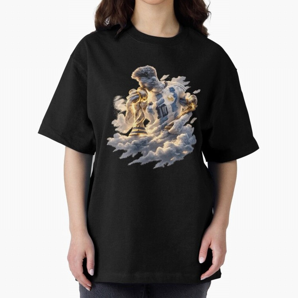 Lionel Messi ¨C Divine Number 10 Oversized T-Shirt Upgrade FIFA World Cup 2026 Spirit, Capturing France and Portugal, Messi, CR7 and Mbappe, Stadium Chants, National Pride, Trophy Dreams and Unforgettable Football Memories; Ideal for Football Dads,