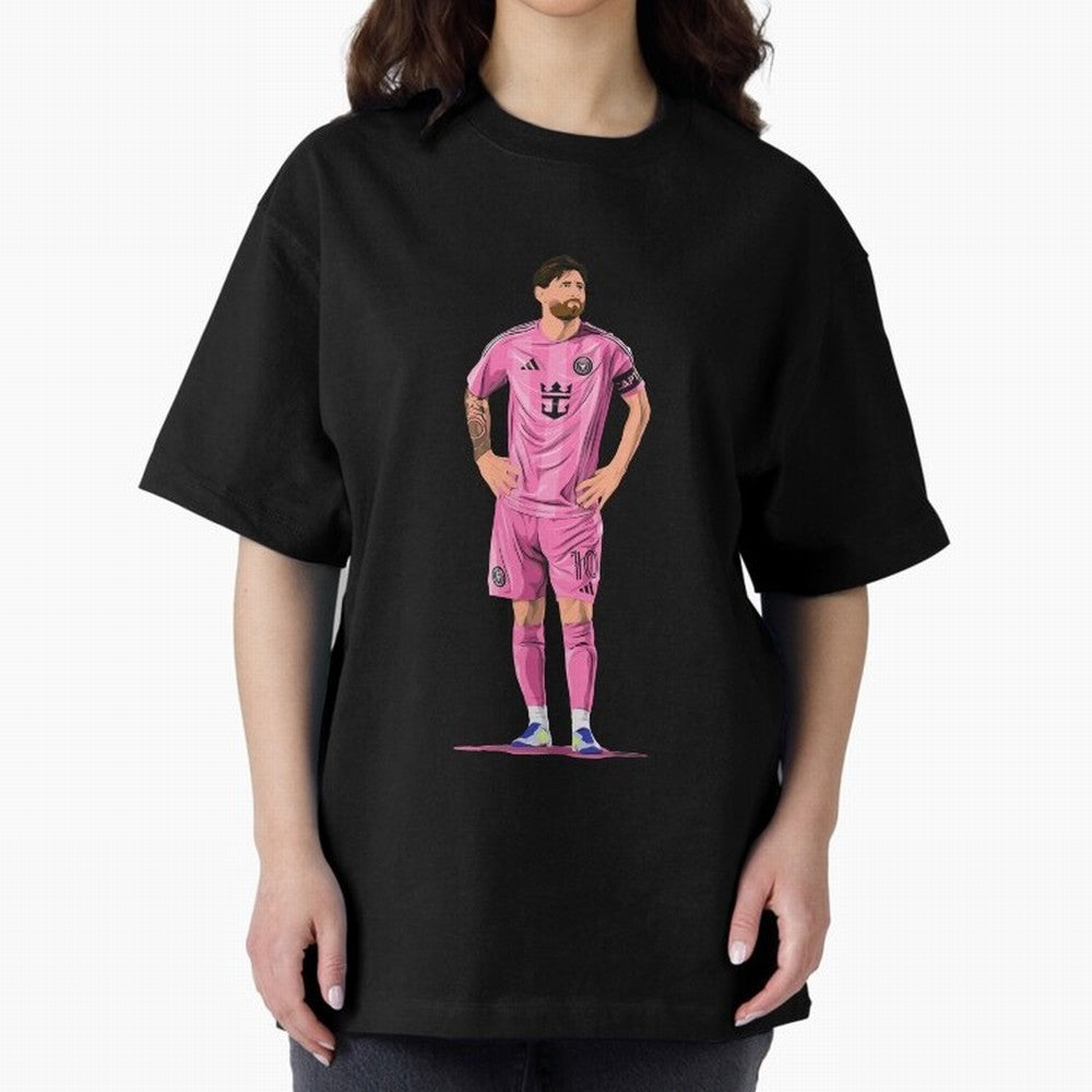 Lionel Messi Vector Oversized T-Shirt Carry the Colors and Pride of the FIFA World Cup 2026 Journey through Cristiano Ronaldo, Haaland and CR7 Highlights, France and Portugal Pride, Vintage Soccer Flavor, Modern Football Stars, National Flags and