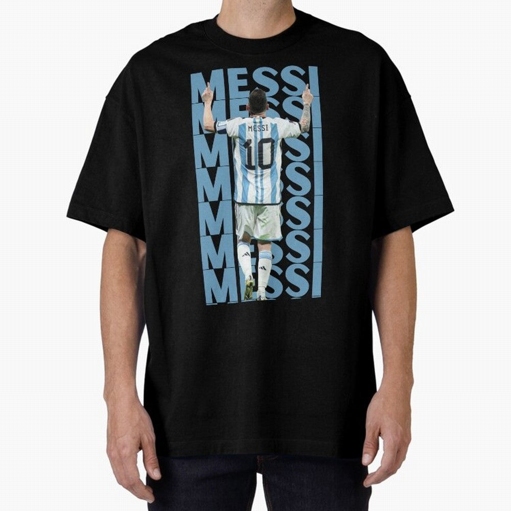 Lionel Messi | 10 | Argentina | Barcelona | Goat Oversized T-Shirt Feel Global Football Passion for FIFA World Cup 2026 USA Canada Mexico, Featuring CR7 and Messi, France and Portugal, Football Festival Excitement, Trophy Ambitions, Country