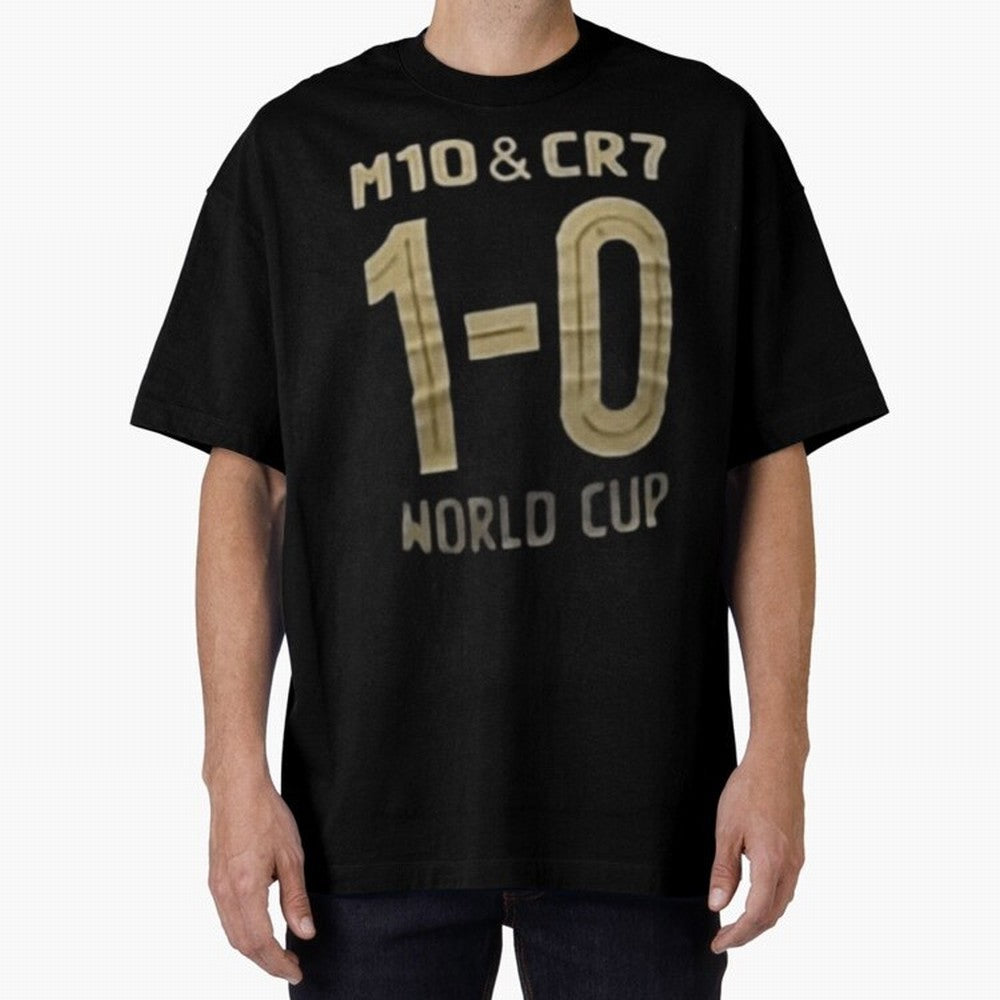 M10 And Cr7 1-0 World Cup Football Classic T-Shirt Mark Global Football Passion for FIFA World Cup 2026, Made for Messi, Neymar and Mbappe, France and Portugal, Sports Nostalgia, International Competition, Famous Players and Unforgettable