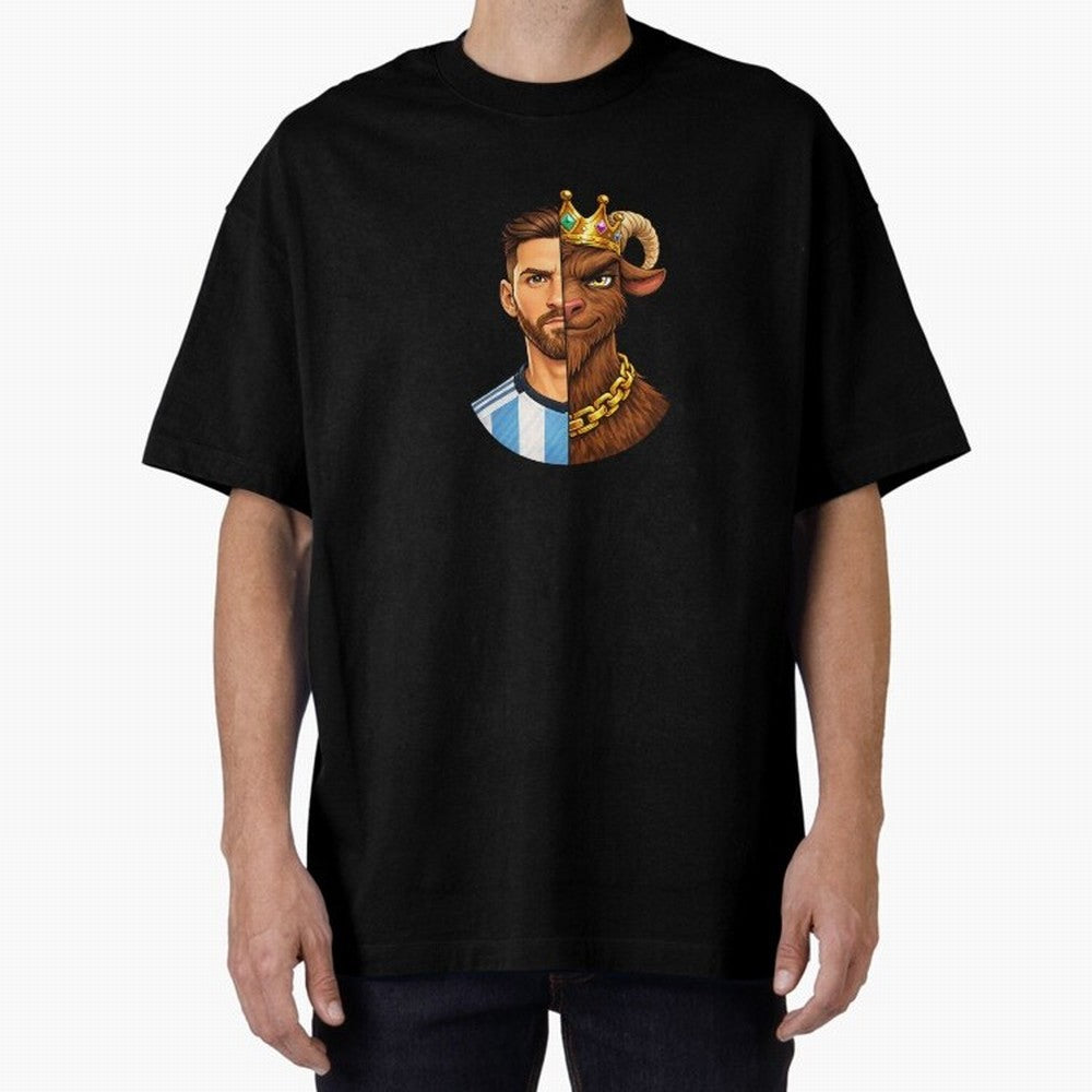 Half Man Half GOAT - Lionel Messi Oversized T-Shirt Follow Every Goal of FIFA World Cup 2026 USA Canada Mexico Spirit, Centered on Germany, Neymar, Fan Favorite Moments, National Team Passion, Big Match Drama and Soccer History; Great for Watch
