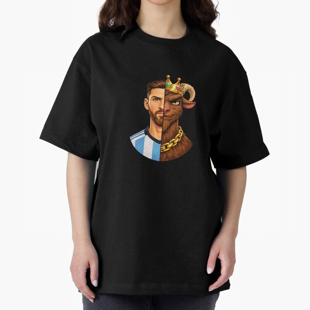 Half Man Half GOAT - Lionel Messi Oversized T-Shirt Follow Every Goal of FIFA World Cup 2026 USA Canada Mexico Spirit, Centered on Germany, Neymar, Fan Favorite Moments, National Team Passion, Big Match Drama and Soccer History; Great for Watch