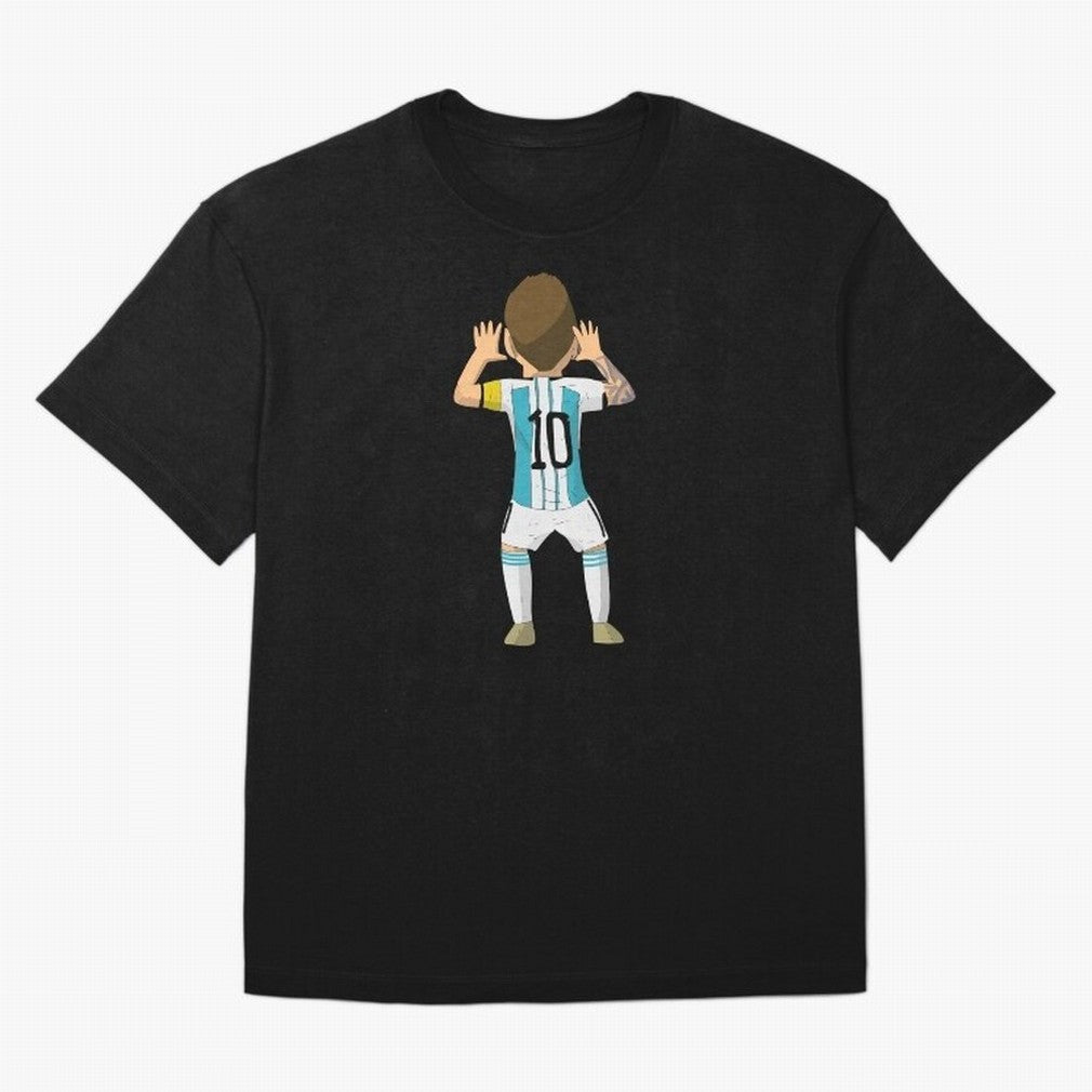 Cartoon Illustration Messi vs Netherlands World Cup Qatar 2022 Oversized T-Shirt Fuel the Hype around Match Day Hype around FIFA World Cup 2026, Neymar, Argentina, Match Day Excitement, Supporter Culture, Golden Goals and Global Football Passion;