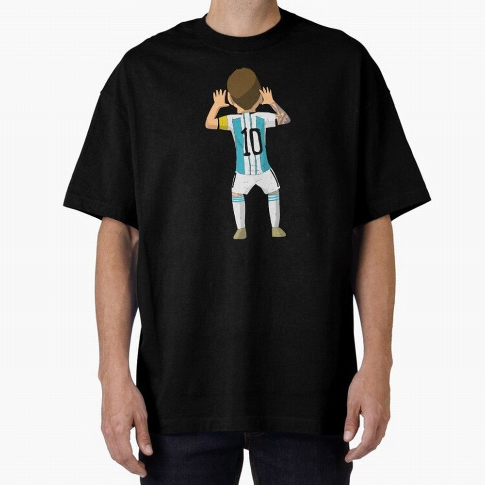 Cartoon Illustration Messi vs Netherlands World Cup Qatar 2022 Oversized T-Shirt Fuel the Hype around Match Day Hype around FIFA World Cup 2026, Neymar, Argentina, Match Day Excitement, Supporter Culture, Golden Goals and Global Football Passion;