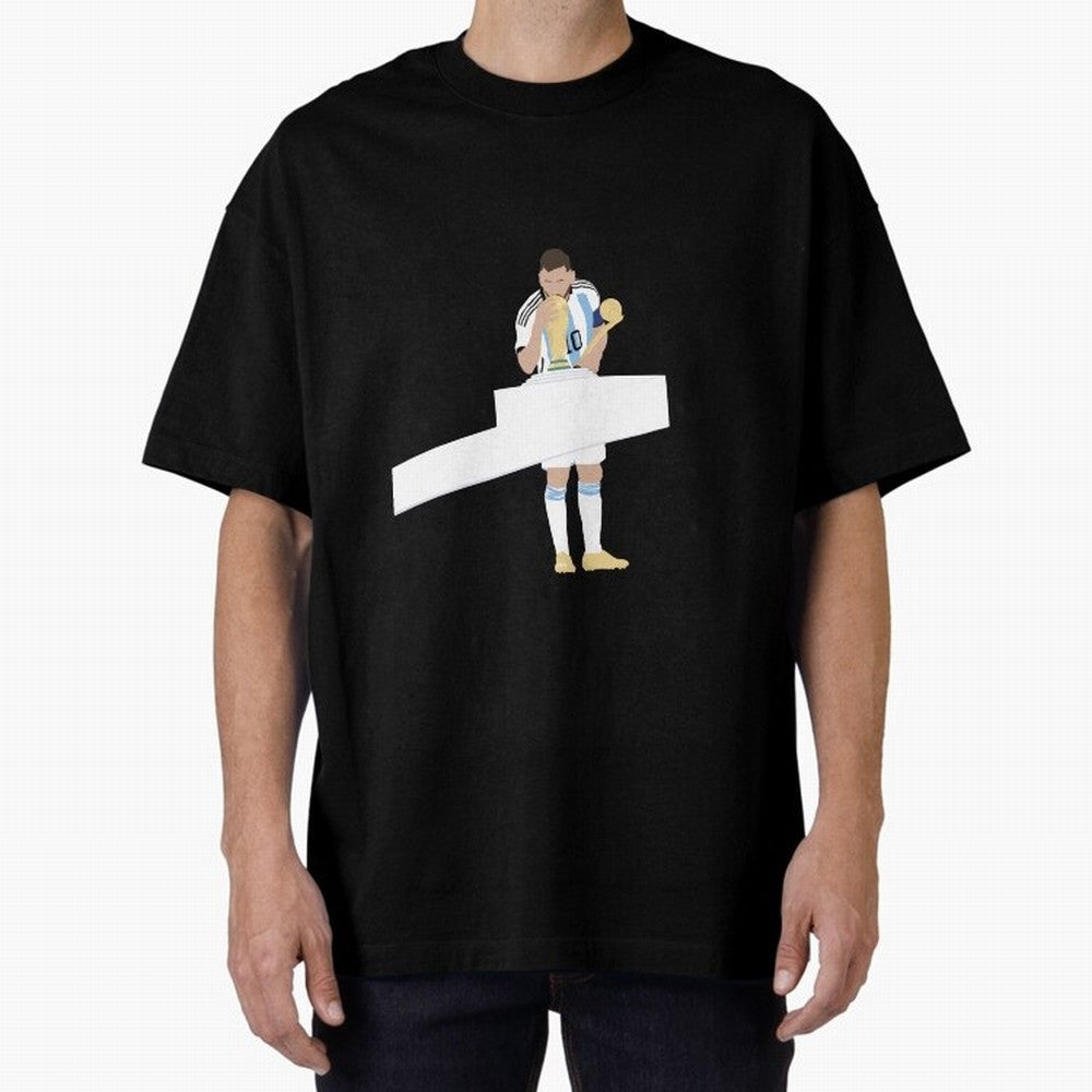 Messi minimalist design Oversized T-Shirt Enjoy Match Day Hype around FIFA World Cup 2026 USA Canada Mexico, Mbappe and Neymar, Spain, Vintage Soccer Flavor, Modern Football Stars, National Flags and Final Night Emotion; Great for Supporters Who