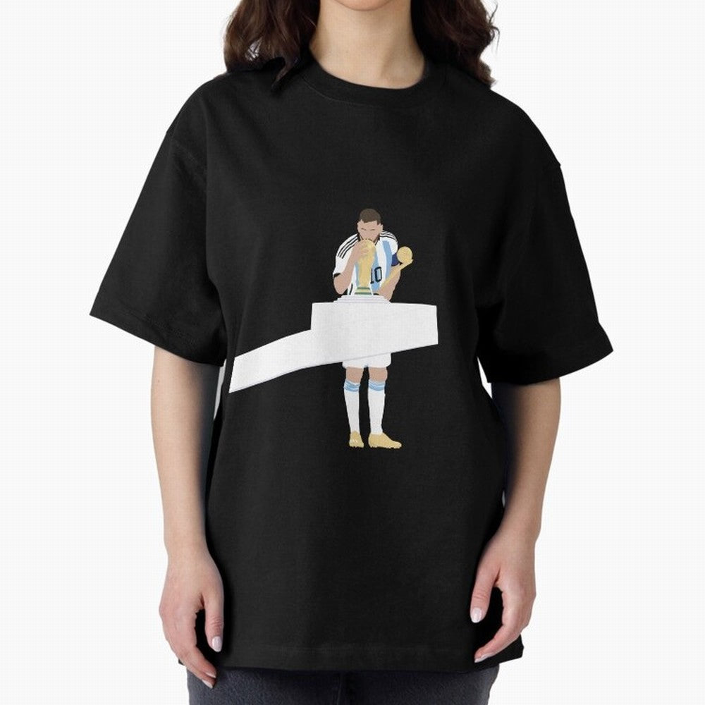 Messi minimalist design Oversized T-Shirt Enjoy Match Day Hype around FIFA World Cup 2026 USA Canada Mexico, Mbappe and Neymar, Spain, Vintage Soccer Flavor, Modern Football Stars, National Flags and Final Night Emotion; Great for Supporters Who