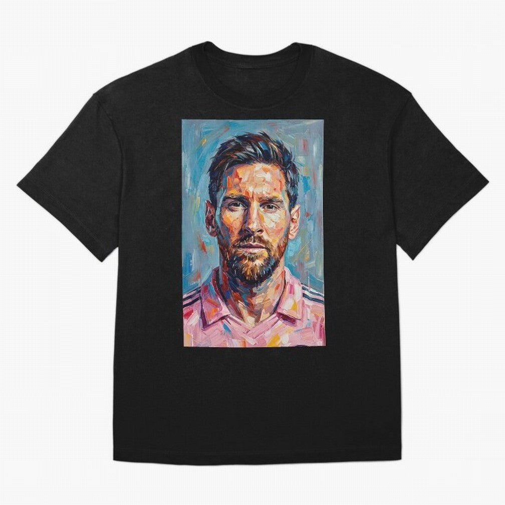 Portrait Painting of Lionel Messi Classic T-Shirt Show Match Day Excitement for FIFA World Cup 2026 USA Canada Mexico for Fans of Messi and Cristiano Ronaldo and Argentina and Brazil, Bringing Vintage Soccer Flavor, Modern Football Stars, National