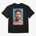 Portrait Painting of Lionel Messi Classic T-Shirt Show Match Day Excitement for FIFA World Cup 2026 USA Canada Mexico for Fans of Messi and Cristiano Ronaldo and Argentina and Brazil, Bringing Vintage Soccer Flavor, Modern Football Stars, National
