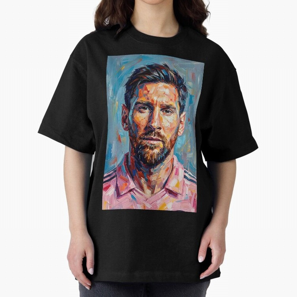 Portrait Painting of Lionel Messi Classic T-Shirt Show Match Day Excitement for FIFA World Cup 2026 USA Canada Mexico for Fans of Messi and Cristiano Ronaldo and Argentina and Brazil, Bringing Vintage Soccer Flavor, Modern Football Stars, National