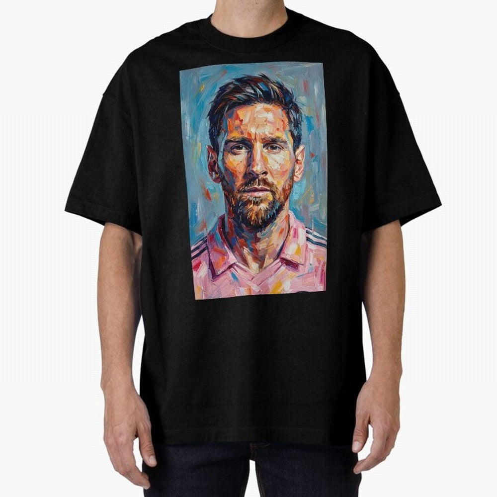 Portrait Painting of Lionel Messi Classic T-Shirt Show Match Day Excitement for FIFA World Cup 2026 USA Canada Mexico for Fans of Messi and Cristiano Ronaldo and Argentina and Brazil, Bringing Vintage Soccer Flavor, Modern Football Stars, National