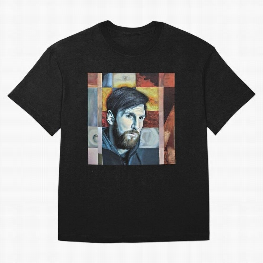 Messi on digital board Oversized T-Shirt Keep Football History Alive during Match Day Hype around FIFA World Cup 2026 Group Stage, Haaland, Argentina and Brazil, Global Supporter Spirit, Legendary Goals, National Colors and Tournament Celebration;