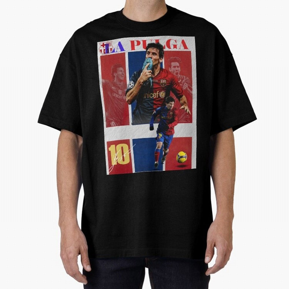 Lionel Messi 2009 UCL Barcelona Poster Oversized T-Shirt Carry the Colors and Pride of Match Day Hype around FIFA World Cup 2026, Messi and Cristiano Ronaldo, England, Match Day Excitement, Supporter Culture, Golden Goals and Global Football