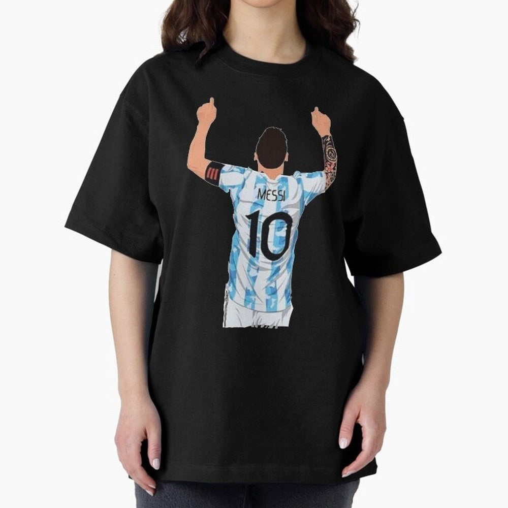 Lionel Messi Oversized T-Shirt Create FIFA World Cup 2026 for Fans of Messi, Neymar and Mbappe and Spain, Bringing Championship Spirit, Famous Goals, Roaring Crowds and International Football Unity; Great for Watch Parties, Sports Bars, Family
